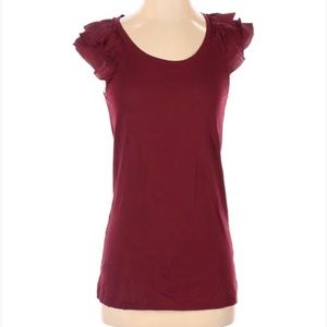 THEORY - BURGUNDY SHORT SLEEVE TOP